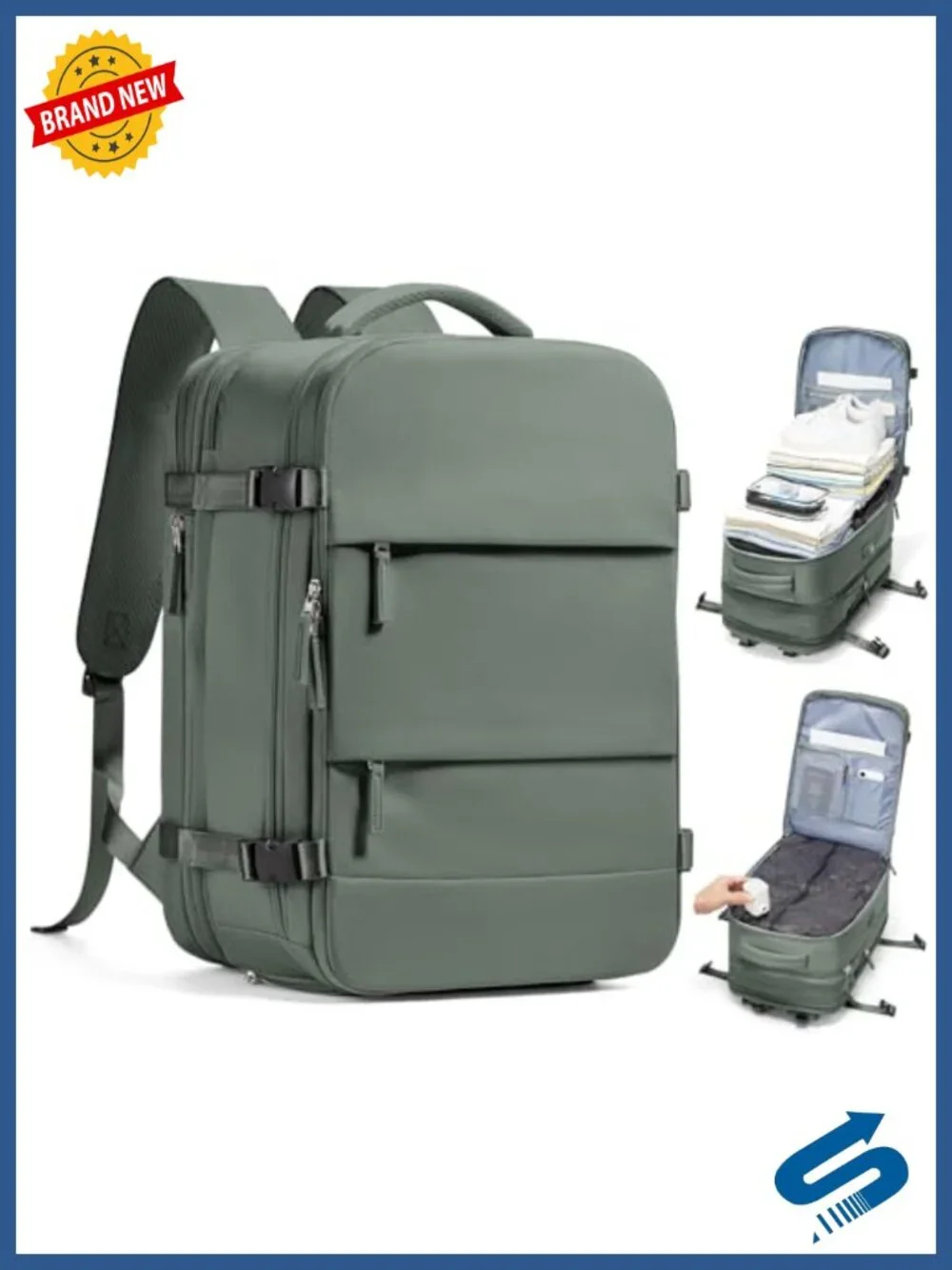 Vacuum Compression Backpack with Pump, Travel Expandable Carry-On